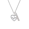 thumbnail image 2 of Delight Jewelry Silvertone Large Clear Crystal Heart with Heartbeat Silvertone Forever Bar Charm Necklace, 23", 2 of 4
