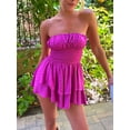 thumbnail image 5 of Biezeib Women's Summer Tube Dress Strapless Swiss Dots Solid Color Tiered Hem Short Dress Clubwear, 5 of 6