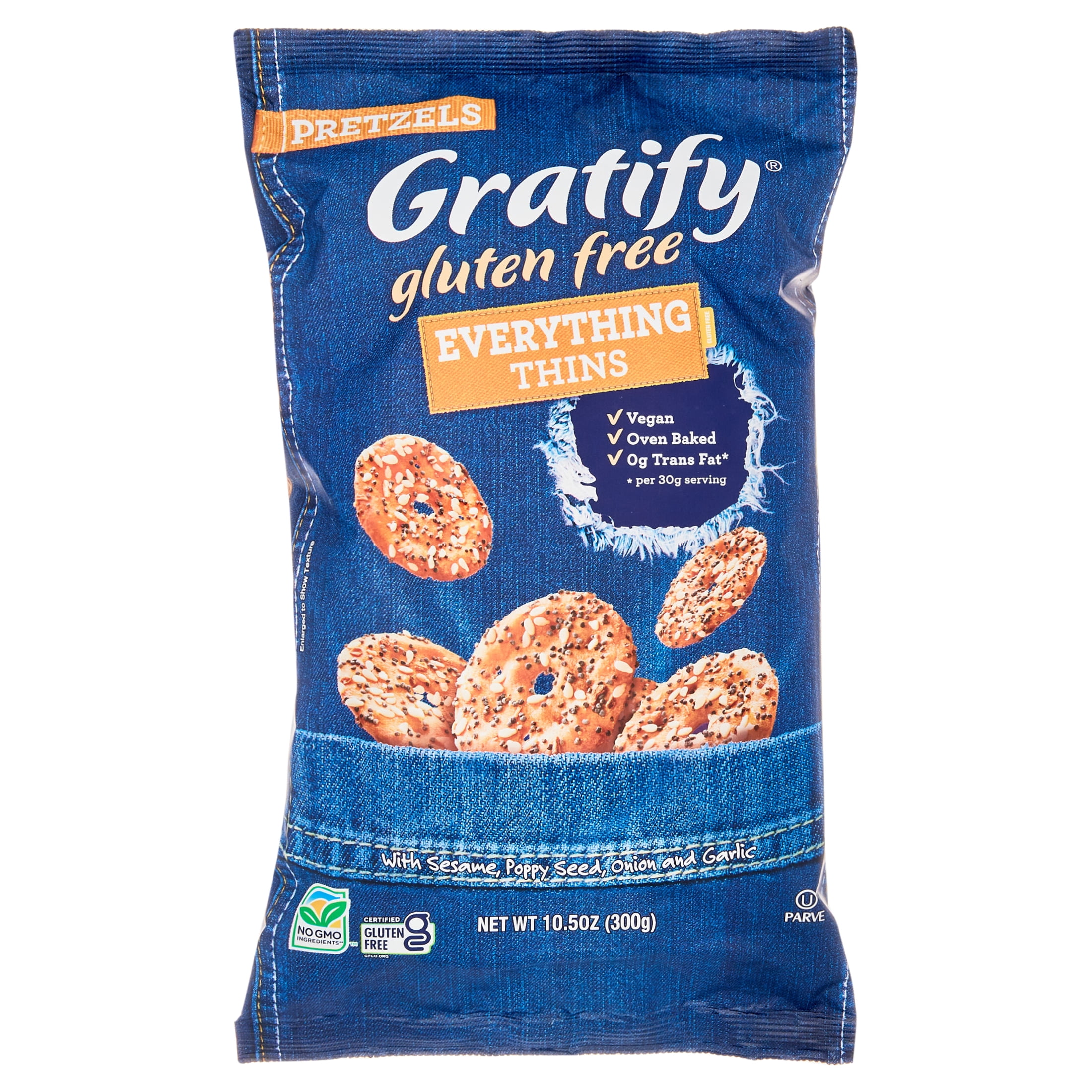 (7 pack) Gratify Gluten Free Pretzels, Thins, Everything, 10.5 Oz