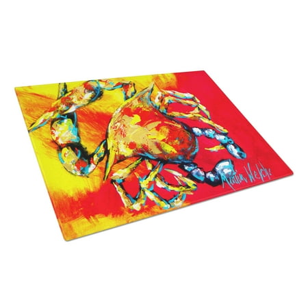 

Caroline s Treasures Crab Hot Dang Glass Cutting Board Large