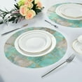 thumbnail image 6 of Round Placemats Set of 4 Heat Resistant Washable Kitchen Table Decorations 15.4in Light Green Gold Marble Pattern, 6 of 7