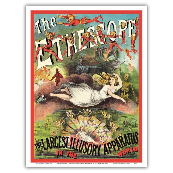 The Ethescope - The Largest Illusory Apparatus in the World - Vintage Magic Poster c.1870 - Master Art Print (Unframed) 9in x 12in