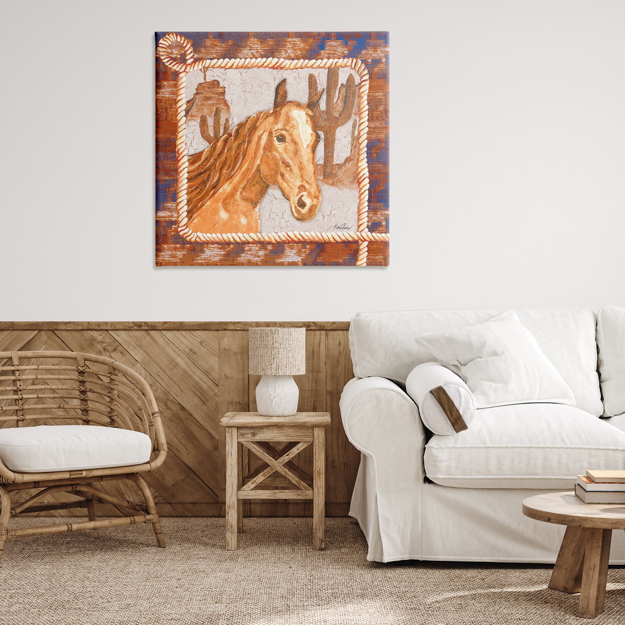 Stupell Industries Western Desert Horse Landscape Painting Gallery Wrapped Canvas Art Print Wall Art, 36 x 36