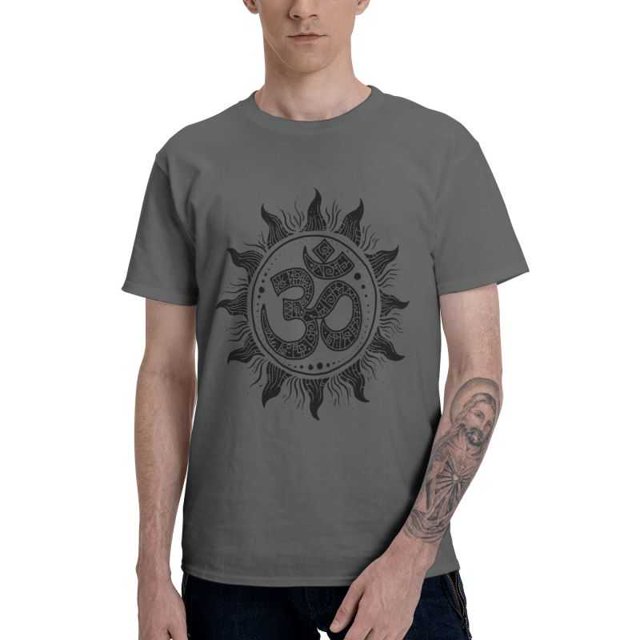 Camiseta de manga corta de algodón con el símbolo Om Ohm y Aum para hombre, estilo hinduismo, budismo, Buda y yoga, camisetas únicas.