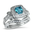 thumbnail image 6 of LaRaso & Co His Her Wedding Set 3 PCS Blue Topaz CZ Silver Engagement Couples Rings Men Women, 6 of 7