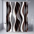 thumbnail image 3 of Brown Shower Curtain, Black and Grey Abstract Modern Bathroom Decor, Waffle Weave Textured Fabric Shower Curtain Set with Hooks, 72x72, 3 of 6