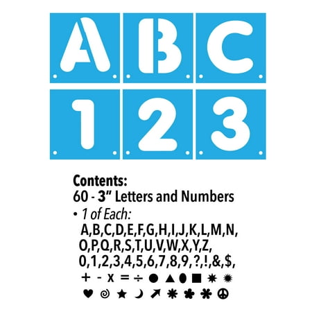 ArtSkills 3" Reusable Plastic Letter and Number Stencil Kit, for Signs and Crafts, for Kids & Adults, 60 Pieces