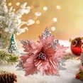 thumbnail image 4 of CuiLiyq Glitter Poinsettia Christmas Flowers, 9.8" Artificial Christmas Flowers for Christmas Tree Wreath Decoration, for Home Holiday Wedding Party Decoration (Pink), 4 of 6
