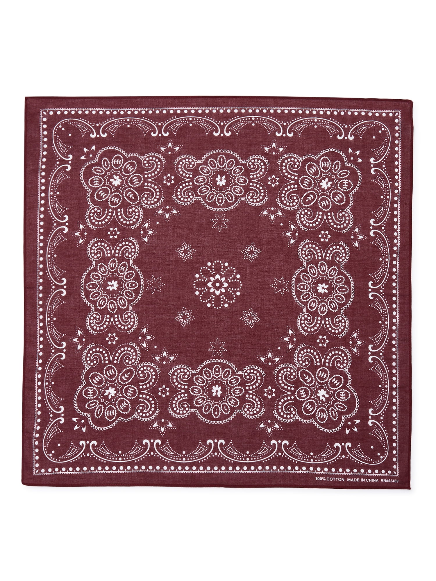 Time and Tru Women's Western Star Bandana, Rustic Plum, One Size Fits Most