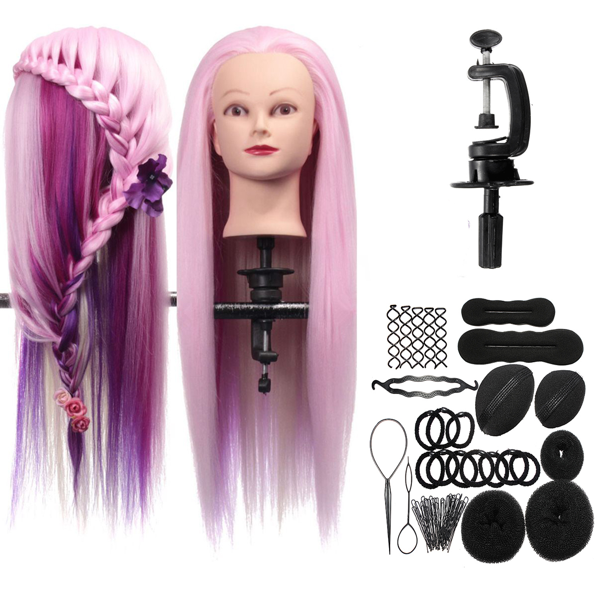 makeup and hair styling doll head