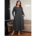 thumbnail image 3 of SHOWMALL Women's Plus Size Long Sleeve Maxi Dress with Pockets - Soft Casual Loose Floral Long Boho Dress, 3 of 7