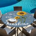 thumbnail image 6 of Haze Blue Sunshine Sunflower Round Tablecloth, Fitted Table Cover with Elastic for 36"-44" Round Tables, Pastoral Bees Farmhouse Floral Table Cloth Outdoor Indoor Dinning Party Waterproof Tablecloths, 6 of 7