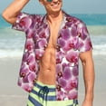 thumbnail image 5 of KLL Men's Hawaiian Shirt Short Sleeve Button Down Beach Shirts-Orchids Flowers, 5 of 5