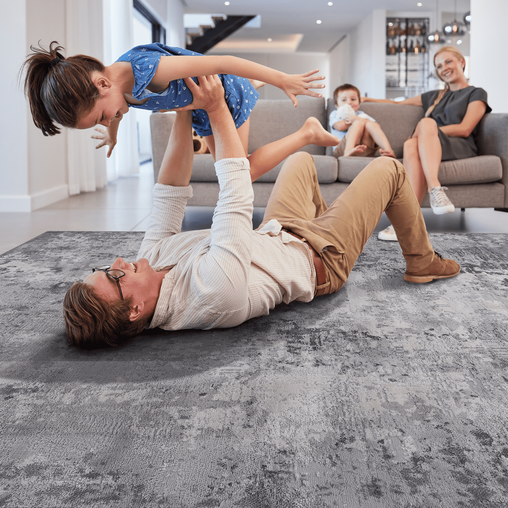6x9 Light Grey Abstract Area Rug Machine-Woven Non-Shedding Stain Resistant Kid Pet Friendly Medium Pile Cotton Backing Indoor Rug for Living Room Bedroom Dining Room Entryway Office
