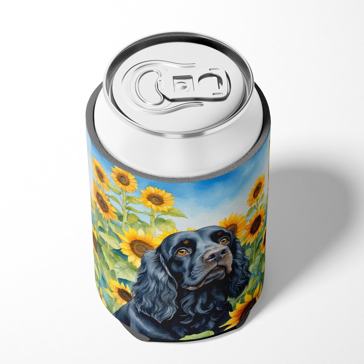 Cocker Spaniel in Sunflowers Can or Bottle Hugger 3 in x 5 in