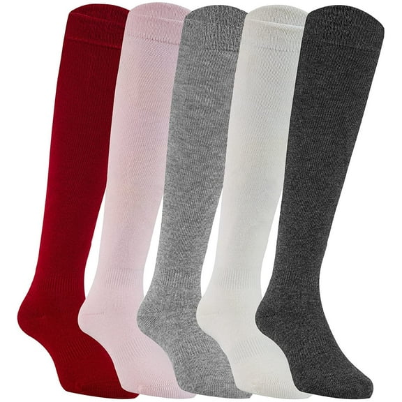 Lian LifeStyle Girl's 5 Pairs Breathable Knee High Cotton Socks Great Party Gift Idea for any Holiday: Easter/Christmas Size 0Y-1Y JH0505 (Assorted)