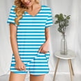 thumbnail image 6 of LYXSSBYX Pajamas for Women Set 2PC Women's Fashion Striped Casual Home Two-piece V-neck Top with Pocket Shorts Set, 6 of 6
