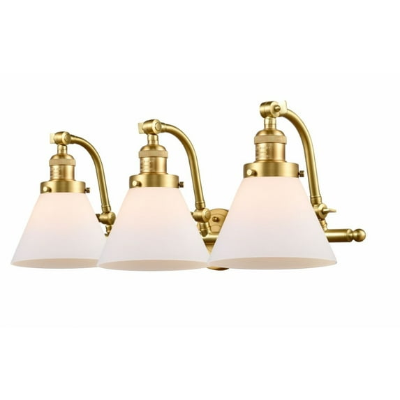 Innovations 515-3W-SG-G41-LED Large Cone 3 Light Bath Vanity Light part of the Franklin Restoration Collection, Satin Gold