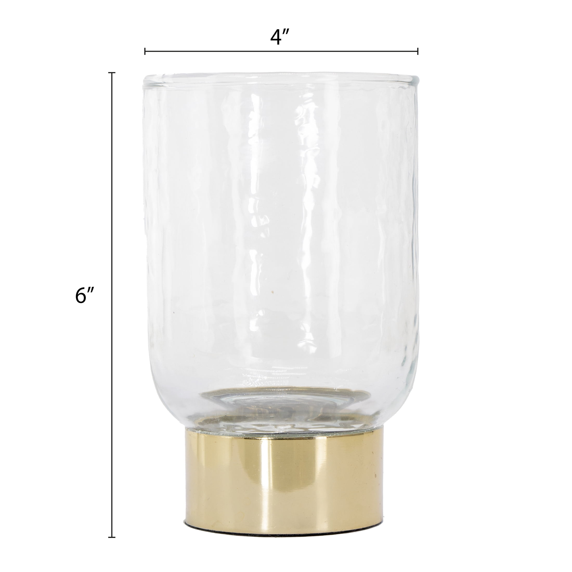 My Texas House Clear and Gold Glass Christmas Votive Candle Holder, 6"