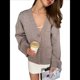 thumbnail image 1 of Cárdigan Grueso de Punto con Cuello en V y Bolsillos para Mujer Camello M, 1 of 10