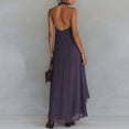 thumbnail image 3 of Morttic Women's Elegant Embroidered Sleeveless Halter Sexy Backless Ruffle Hem Maxi Dress Boho Summer Beach Vacation Gown Purple，S, 3 of 6
