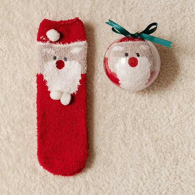 Chaussettes Rouges Chaussettes d'Anniversaire en Velours et Velours Corail Épaissi Chaussettes Acryliques de Noël pour Hommes et Femmes Chaussettes pour Hommes et Femmes