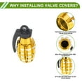 thumbnail image 6 of Unique Bargains 4 Pcs Tire Valve Stem Caps Decorative Grenade Shape Tyre Valve Dust Covers Aluminum Alloy Plastic  Gold Tone 29mm, 6 of 7