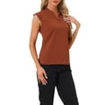 thumbnail image 4 of INSPIRE CHIC Women's V Neck Sleeveless Basic Work Blouse Top S Brown Red, 4 of 6