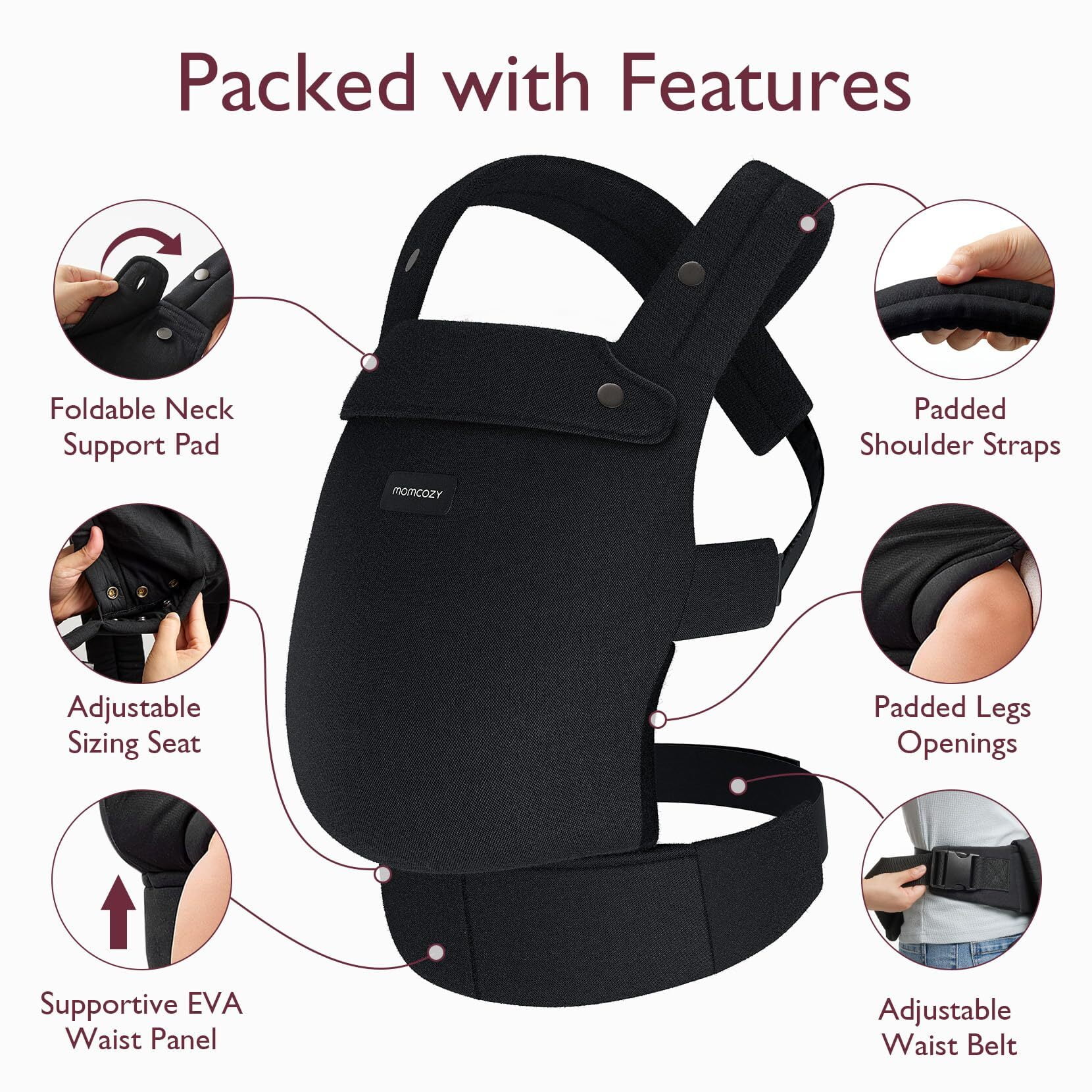 Momcozy Baby Carrier for Newborn to Toddler - Ergonomic, Comfortable and Lightweight for Babies 7-44 lbs, Easy to Wear, Hands Free, Enhanced Lumbar Support