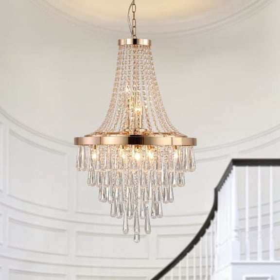 ACE-LIGHTS,Gold Crystal Chandeliers(Bulbs Not Included),Large Contemporary Luxury Ceiling Lighting for Living Room,Dining Room,Bedroom,Hallway(Golden)