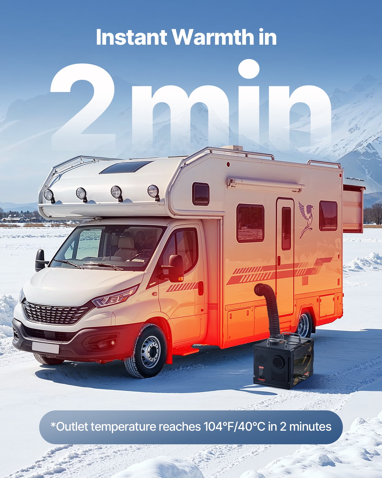 VEVOR Diesel Heater, 8KW, DC 12V/24V, All in One Portable Diesel Air Heater with Bluetooth APP Control, Remote Control and LCD Screen, 1.9 Gal Fuel Tank for Trucks, Vans, RVs, Campers, and Garages