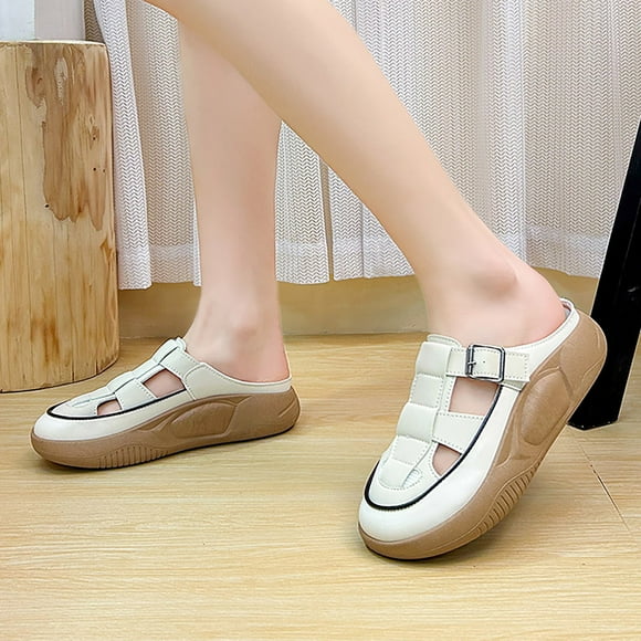 WILLBEST Rockwomen Womens Slippers 2023 Summer New Half Slippers Women's Outwear Shoes Casual Step On Lazy Little White Shoes