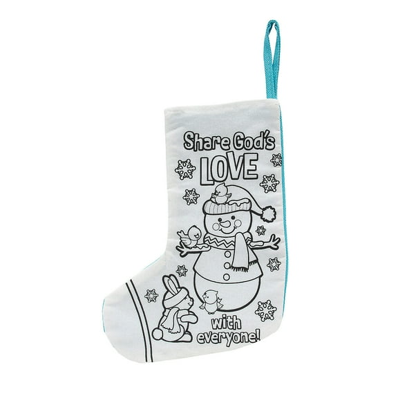 Fun Express 7 3/4" x 10" Color Your Own Religious Christmas Stocking - 12 Pieces