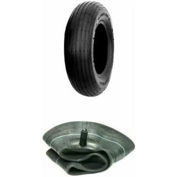 3.50-8 Lawn & Garden Wheelbarrow Tire and Inner Tube Set - Rib Tread