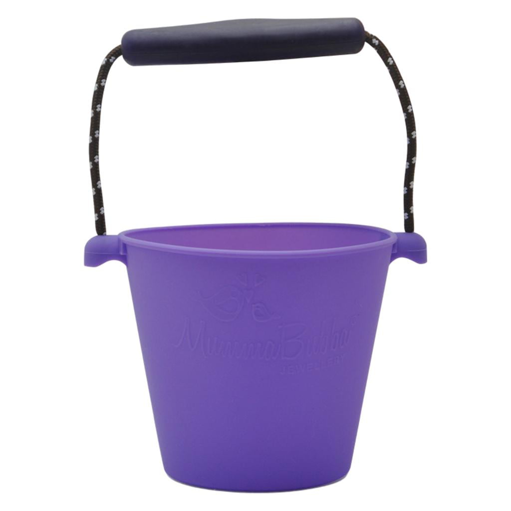 Purple 1.5L Foldable Silicone Baby Shower Bath Pour Bucket Hand-held Barrel Toys Sand and Beach Toys Bucket for Children Kids Bath Toys 