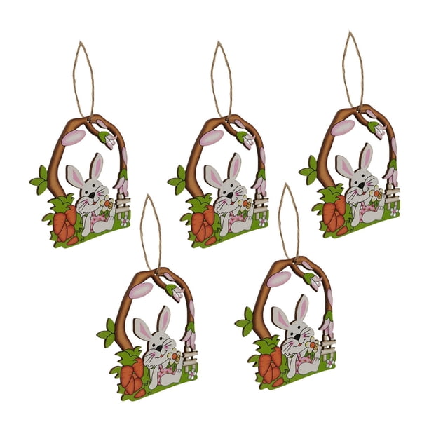 5 adornos colgantes de madera de Pascua con cuerda rústica para regalos de fiesta para niños. Estilo B 75 cm x 85 cm