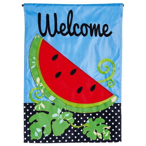 Morigins Welcome Summer Decorative Striped Watermelon Garden Flag 12" x 18" 