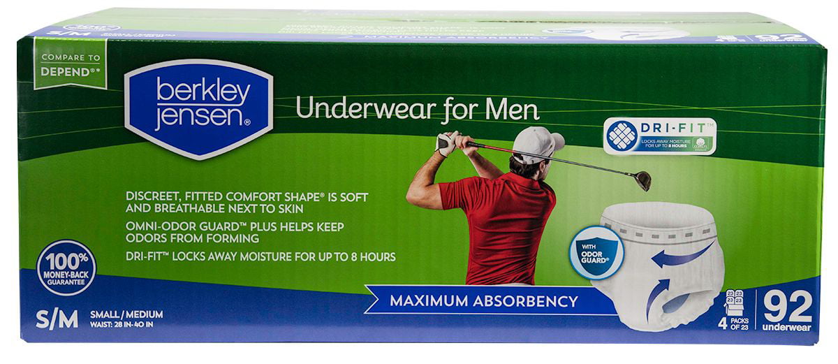 Product of Berkley Jensen Incontinence Underwear for Men with Maximum  Absorbency Size S/M 92 Ct. - Walmart.com