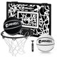 thumbnail image 1 of AND1 Mini aro sobre la puerta: - Aro de baloncesto portátil premontado de 18 x 12 con borde flexible, incluye dos balones de baloncesto desinflados 5 - Blanco/Negro (5A1GT0110W0E2), 1 of 7