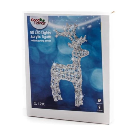 Illumax China Limited G48 9937300X 2 ft. Flashing LED Lights Acrylic Deer with Transparent Wire