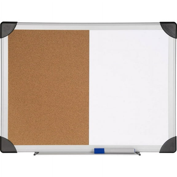 Lorell Dry Erase Aluminum Frame Cork Combo Boards - 24" Height x 36" Width - Natural Cork Surface - Self-healing - Aluminum Frame - 1 Each | Bundle of 5 Each