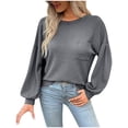 thumbnail image 1 of Timegard T-Shirts pour Femmes à Manches Longues à Col Rond Hauts Basiques Décontractés Confortables Blouses de Couleur Unie, 1 of 6