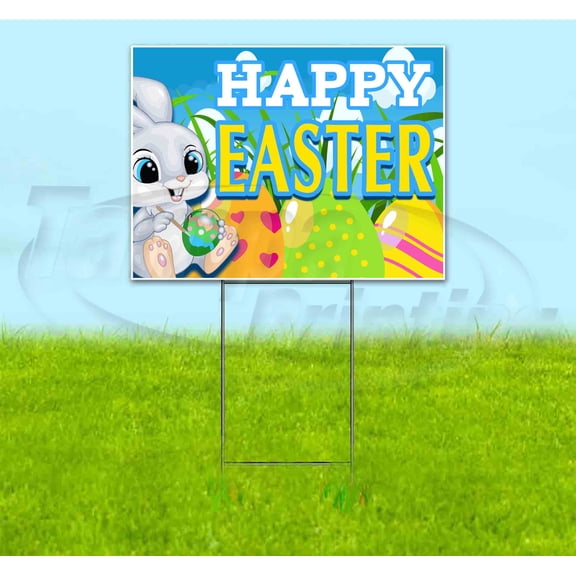 Happy Easter (18" x 24") Yard Sign, Includes Metal Step Stake