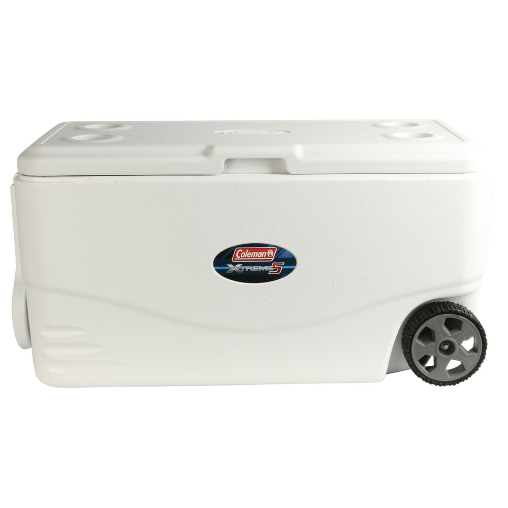 Coleman 100Qt Xtreme 5 Day Heavy Duty Wheeled Cooler, White Walmart