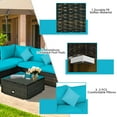 thumbnail image 6 of Costway 5PCS Outdoor Patio Rattan Furniture Set Sectional Conversation Turquoise Cushion, 6 of 12