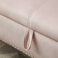 thumbnail image 5 of Xukmct Rectangular Velvet Storage Stool with Solid Wood Legs and 1 Pillow, Perfect for Home, Bedroom, Light Pink, 5 of 6