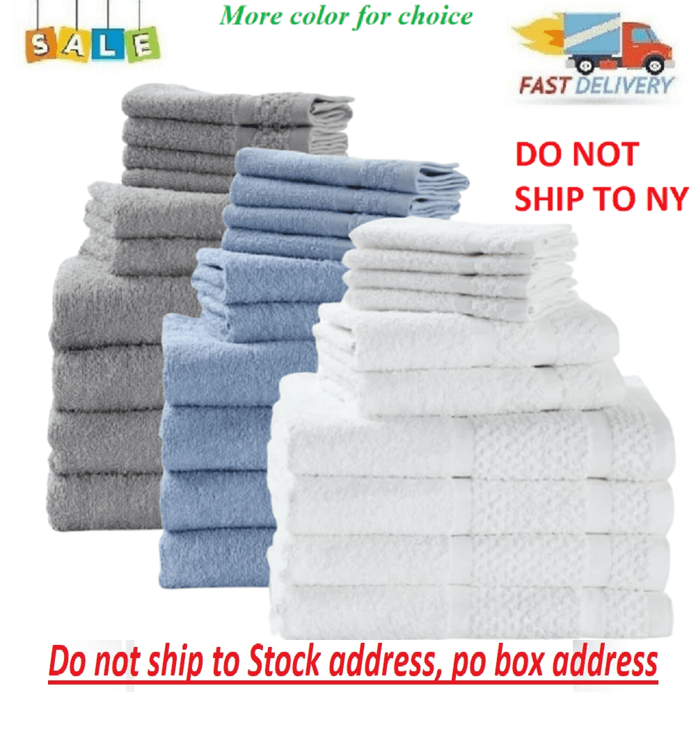 10 Piece Towel Set 100% Cotton Bath Towels Hand Towels Wash Soft Absorbent