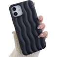 thumbnail image 1 of Funda para iPhone con diseño de ondas 3D y bordes rizados, de silicona suave, fina, a prueba de golpes (negro, iPhone 13 Pro Max), 1 of 8