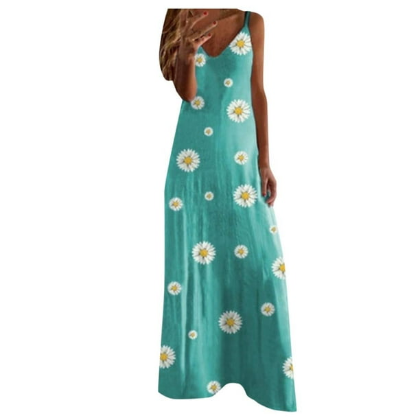 Vestido maxi largo casual sexy con cuello en V estampado sin mangas de verano con estilo para mujer OAVQHLG3B Store lin121212