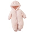 thumbnail image 3 of Gunia Toddler Boy Girl Pajamas Snowsuit Fleece Bodysuit Long Sleeve Romper With Cute Animal Ears Fall Winter Onesie Clothes Set Pink 9-12 Months, 3 of 9